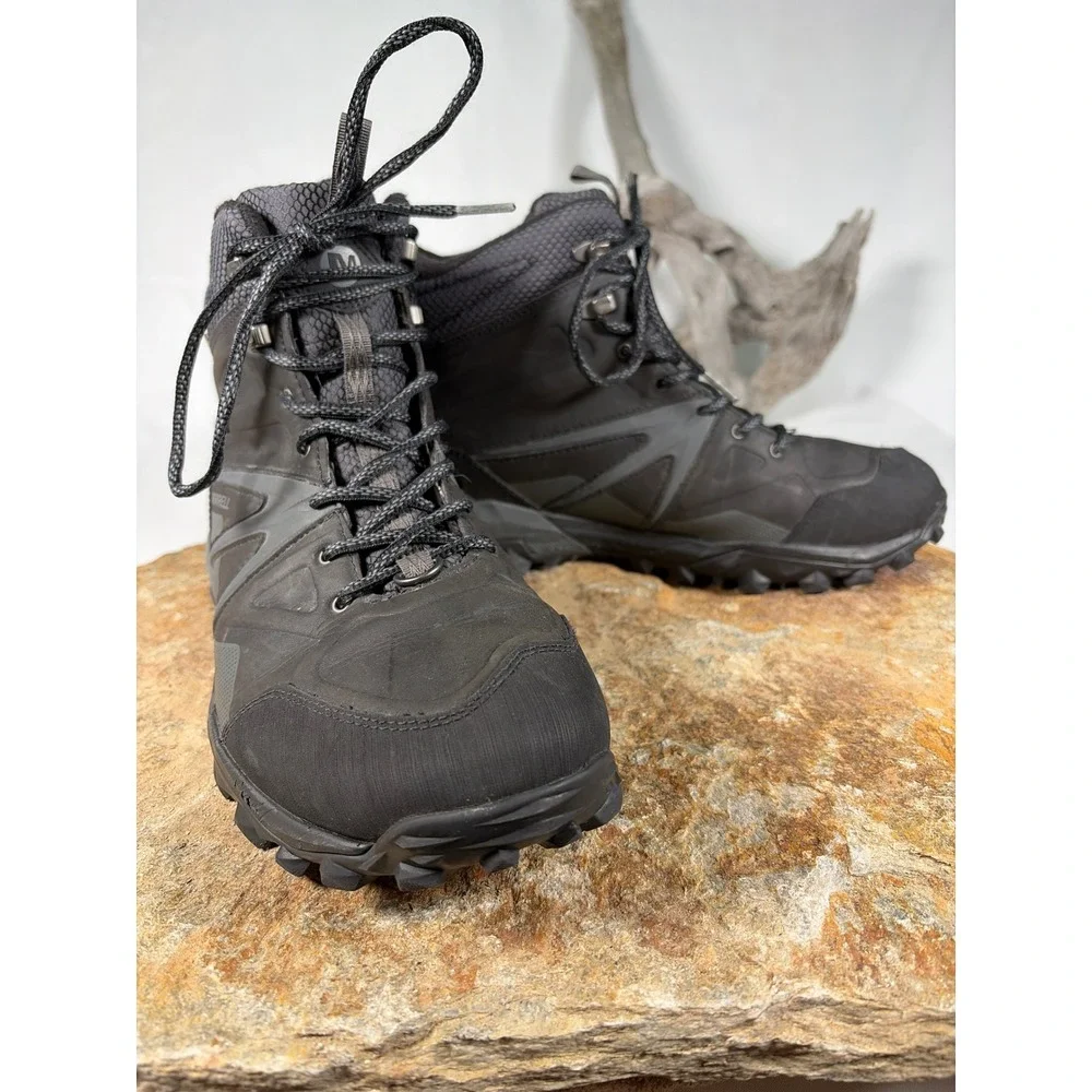 Merrell Overlook 6 Ice+ Waterproof Winter Boots Mens 11 Black J35799 Vibram